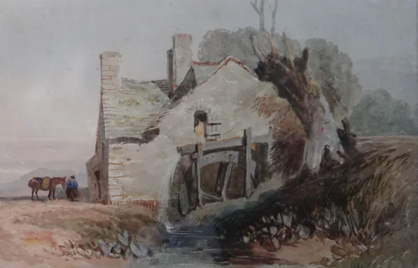 Attributed to David Cox junior (British 1809-1885), A watermill, watercolour, 16.5cm x 24.5cm.