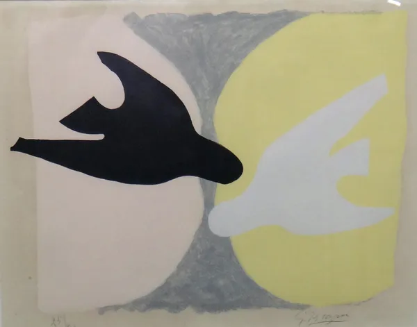 Georges Braque (French, 1882-1963), L'Ordre des oiseaux, etching with aquatint and printed in colours, 1962, signed in pencil and numbered 25/30, publ