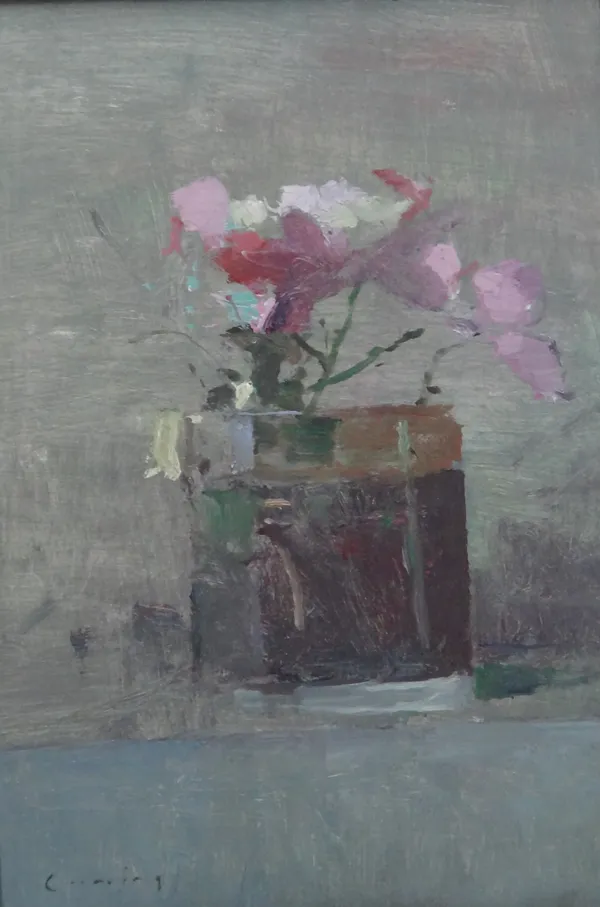 Frederick Cuming (British b.1930), Dog rose, oil on board, signed, 24.5cm x 16cm. ARR