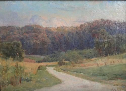 Reginald Grenville Eves (British, 1876-1941), A country path, oil on board, signed, 22cm x 31cm.