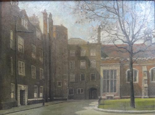 Reginald Grenville Eves (British, 1876-1941), Lincoln's Inn, oil on canvas, signed, 41cm x 56cm.