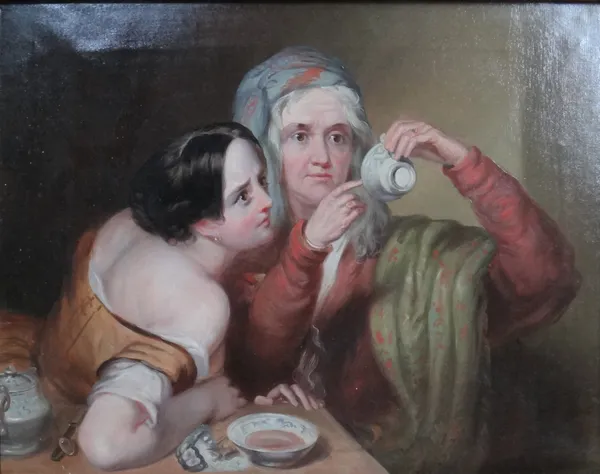 English School (19th century), The Fortune Teller, oil on canvas, 34.5cm x 44.5cm.