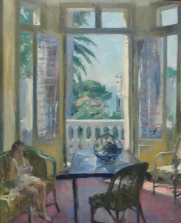 Paul Charavel (French, 1877-1961), Interior, oil on board, signed, inscribed on label verso, 60cm x 49cm. ARR