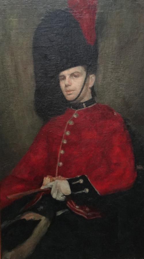 English School (late 19th/early 20th century), A Grenadier Guard, oil on board, 80cm x 45cm. AFTERSALE.