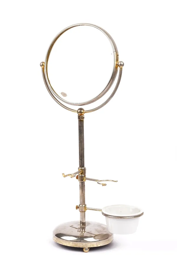 G. Lorenzi, M. Napoleone, a stainless steel telescopic gentleman's shaving mirror stand, 69cm high fully extended.