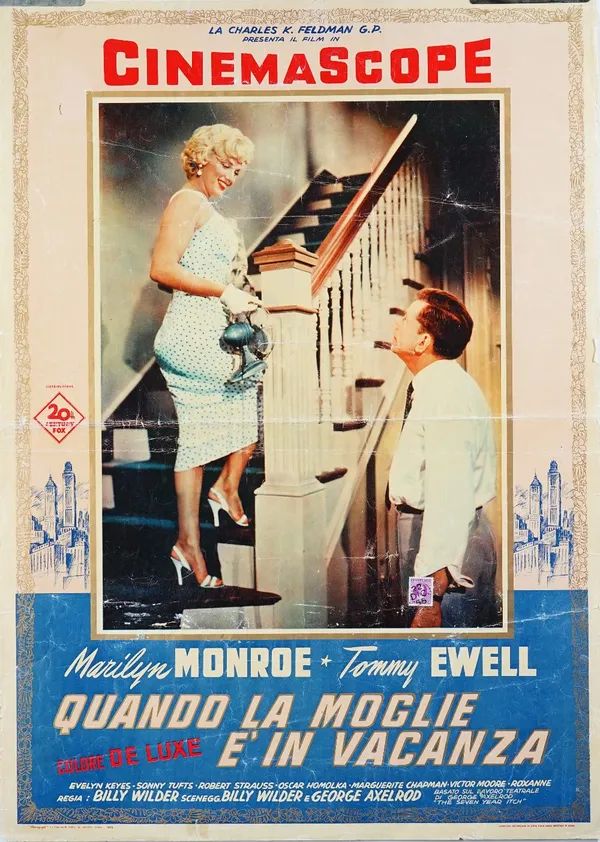 Marilyn Monroe film posters, including; Come sposare un milionario, 1955, Quando la Moglie E'in Va Canza, 1955, Fermata d'autobus, Gli Spostah x 3 dif