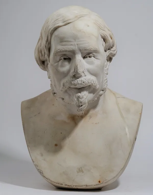 A marble bust of a gentleman, 20th century, 50cm high.