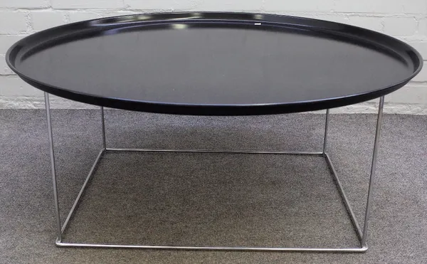 Patricia Urquiola for B&B Italia Maxalto, a model Fat-Fat circular black resin and chrome coffee table, 93cm diameter x 39cm high.