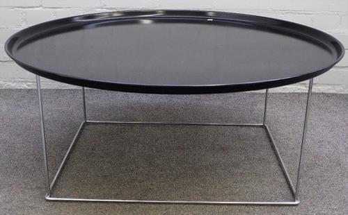 Patricia Urquiola for B&B Italia Maxalto, a model Fat-Fat circular black resin and chrome coffee table, 93cm diameter x 39cm high.