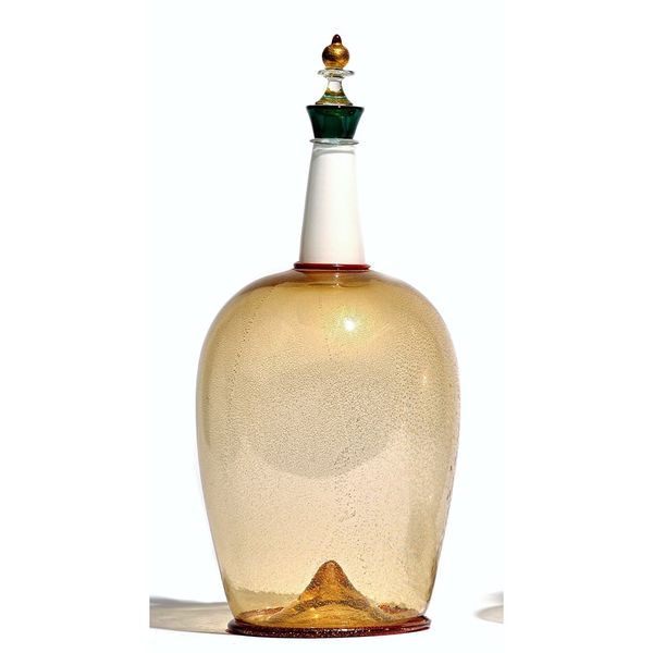 Yoichi Ohira, 'Venezia et L'Orient' glass flask and stopped, etched to the base 'D'Majo Murano Y Ohira 1996, 14798' with certificate of authenticity,