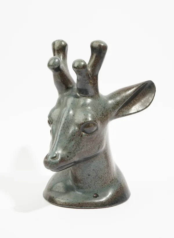 Axel Salto (Danish, 1889-1961), a stoneware fallow deer head, signed 'Salto' to base,  31.5cm high.