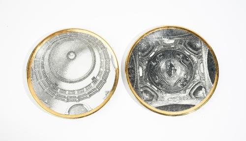 Two Fornasetti porcelain plates from the series of church domes, `cupole  d'Italia', circa 1960, printed with  `La cupola della Rotonda' and `La cupol