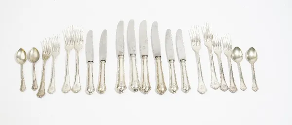 A German 800 part table service, comprising; twelve table forks, twelve tablespoons, twelve dessert forks, twelve teaspoons and eleven coffee spoons,