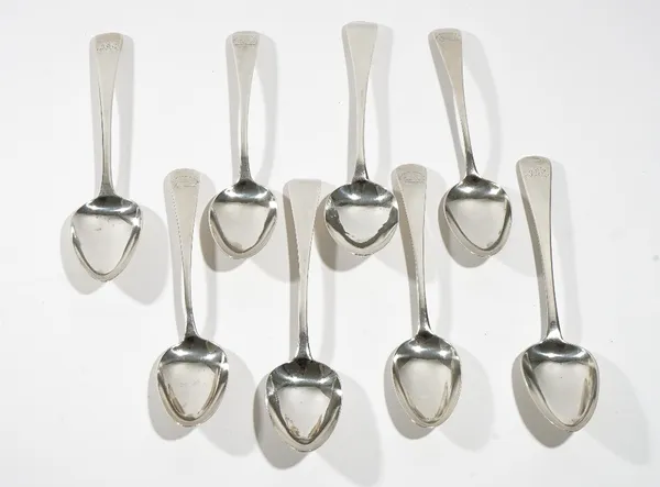 Two pairs of silver Old English pattern tablespoons, London 1809 and 1811 and four Old English pattern tablespoons, possibly Scottish, these last four