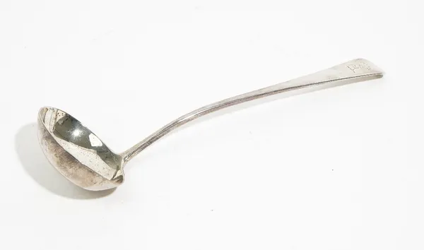 A George III silver Old English pattern soup ladle, London 1806, weight 253 gms.