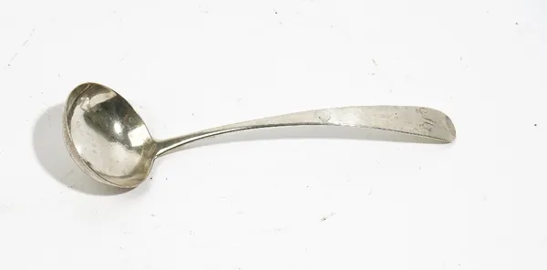 A Scottish provincial silver Old English pattern toddy ladle, by Thomas Davie, Greenock, circa 1818/30, weight 37 gms.