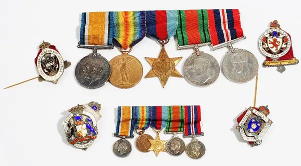 A group of medals to A.J.A MILLER, comprising; a 1914-18 British War Medal and a 1914-19 Victory Medal to MID. A.J.A. MILLER. R.N, a 1939-45 Star, a D