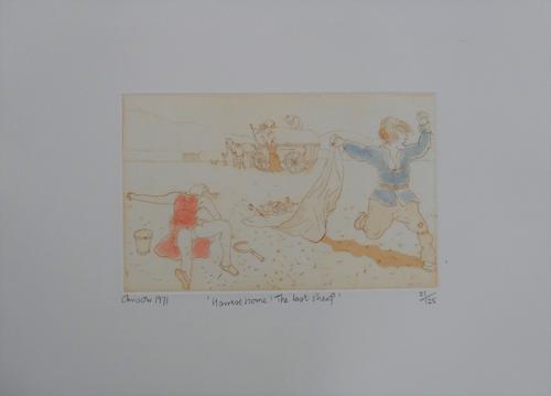 Chris Orr (b.1943), Harvest Home! - The last Sheaf; Down on the farm with a little fiddle, two etchings, both signed, inscribed, dated and numbered, a