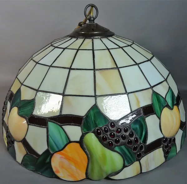 A modern Tiffany style glass ceiling light, 50cm wide x 30cm high.