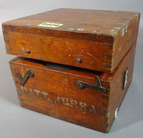 An early 20th century cased naval compass, 18cm wide x 16cm high.
