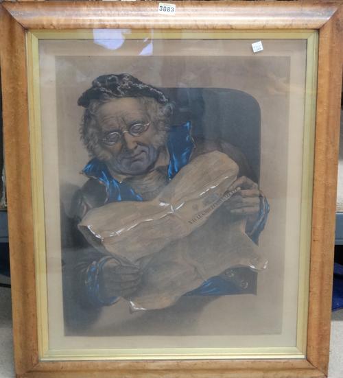 English School (19th century), Looking In; Looking Out, a pair of engravings with hand colouring, each 57cm x 45cm.(2)