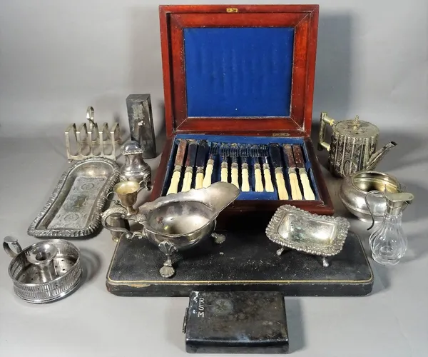 Plated wares, including tureens, teapot, flatware and sundry.