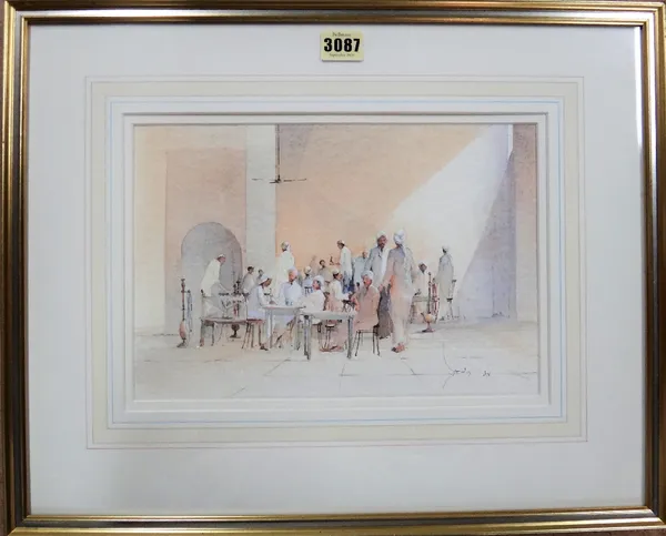 David Howell (20th century), North African scenes, two watercolours, both signed, the larger 20cm x 29.; together with a mezzotint portrait of a boy b