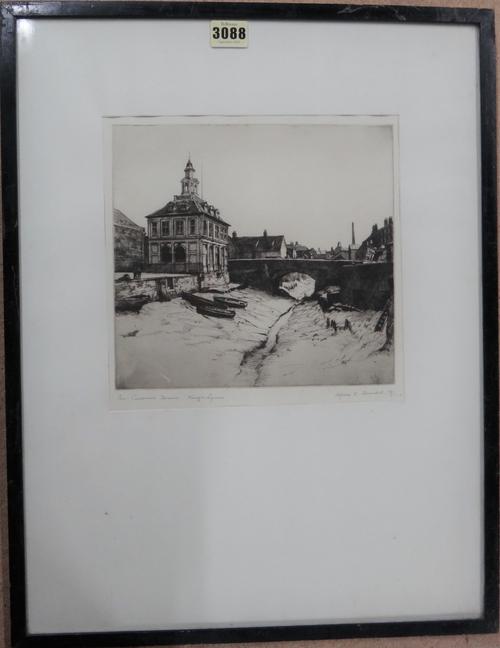 Alfred Richard Blundell (1883-1968), The Customs House, Kings Lynn, etching, signed and inscribed, 22cm x 23.5cm.; together with a print after G. D. A