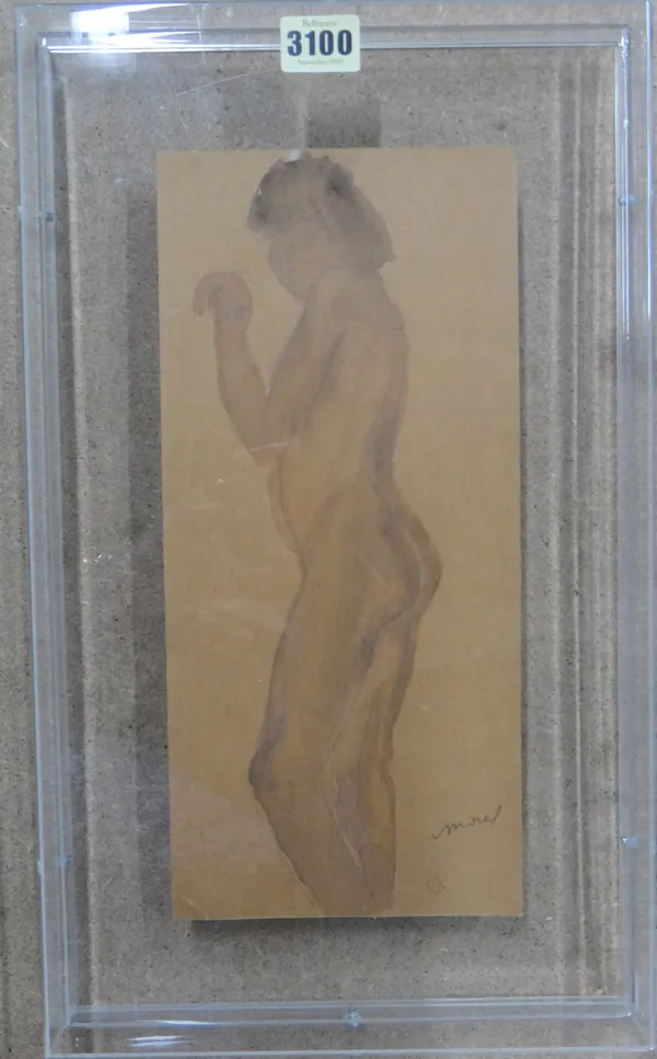 ** Morel (20th century), Nude studies, two, one pencil and sepia wash, the other pen, ink and grey wash over pencil, both signed, the larger 30cm x 19