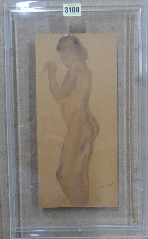 ** Morel (20th century), Nude studies, two, one pencil and sepia wash, the other pen, ink and grey wash over pencil, both signed, the larger 30cm x 19