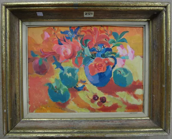 British School (20th century), Still life, oil on board, 30cm x 39cm.