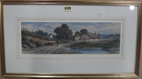 George James Knox (1810-1897), Figures near a cottage, watercolour, signed and dated 1867, 13.5cm x 41.5cm.; together with a further watercolour of an