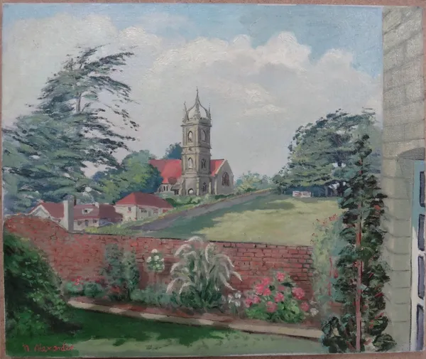 N** Alexander (20th century), Tillington Church, Sussex, oil on canvas, signed, unframed, 51cm x 61cm.