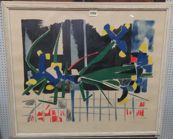 Swedish School (20th century), Untitled, colour lithograph, indistinctly signed, dated 1953 and numbered, 55cm x 64cm.