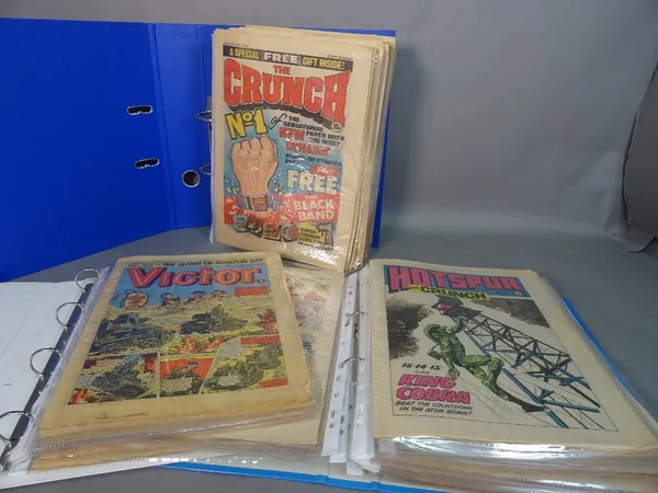 A collection of thirty eight British D.C. Thomson & Co. publications, 1978 - 1980, includes Victor (2) 1978, Warlord (4) 1979, and The Crunch (37) 20