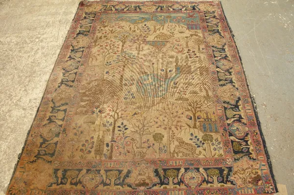 A Kerman pictorial rug, 187cm x 143cm.