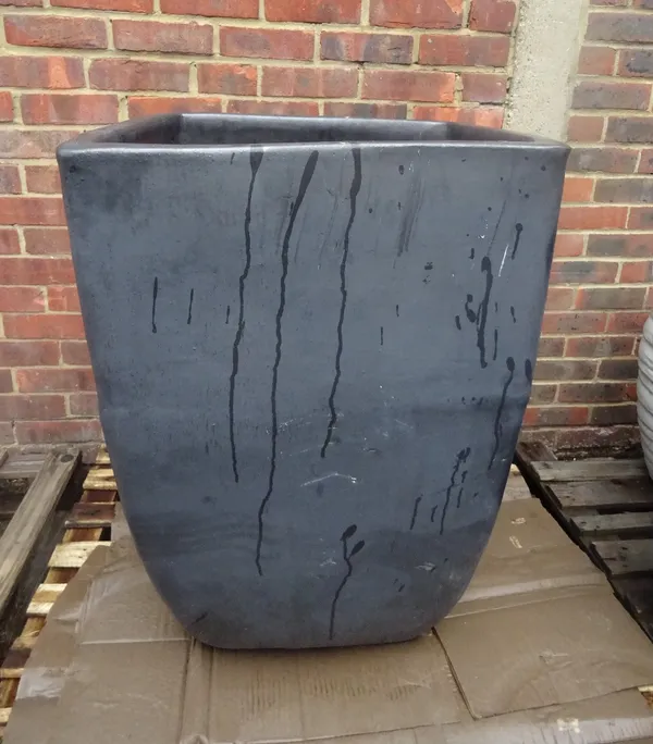 A large modern garden pot, 65cm wide x 91cm high.