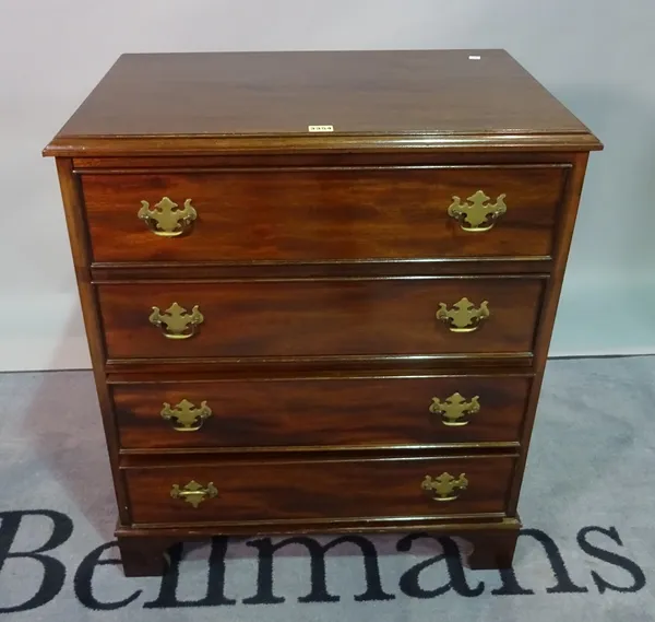 An 18th century style mahogany chest, of four long drawers on bracket feet, 71cm wide 85cm high.