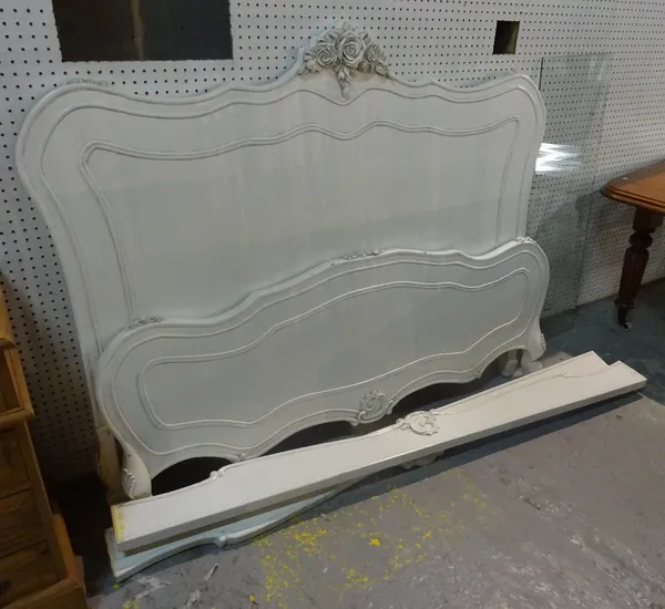 A Victorian style white arch top painted 5ft double bed, 171cm wide x 151cm high.