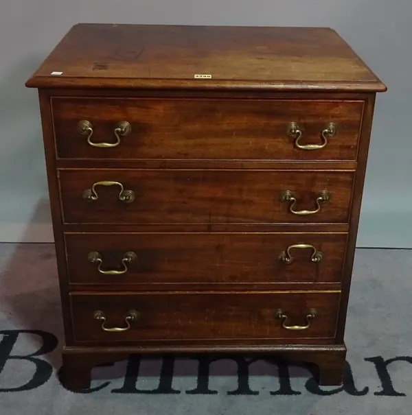 A late George III mahogany chest, of four long drawers on bracket feet, 67cm wide x 75cm high.