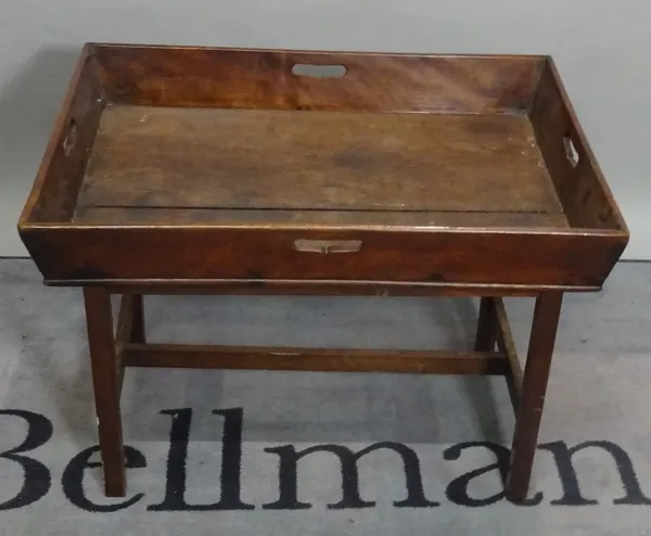 An early 20th century mahogany occasional table with tray top and twin handles, 74cm wide x 53cm high.