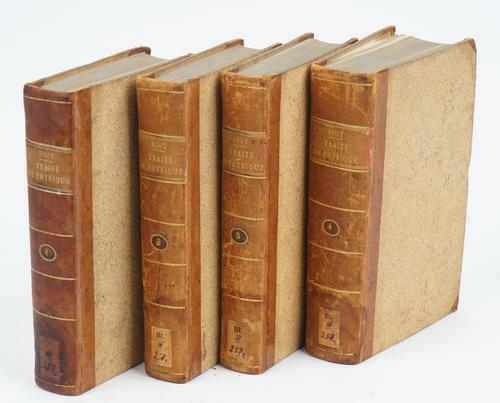 BIOT, Jean-Baptist (1774-1862).  Traité de Physique Expérimentale et Mathématique. Paris: Chez Deterville, 1816. 4 volumes, 8vo (203 x 125mm). Half ti