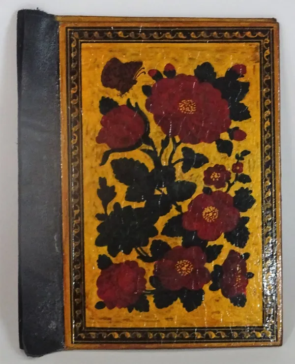 A pair of Qajar lacquer book boards