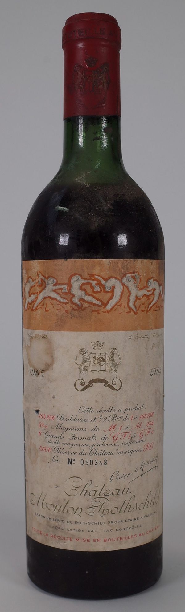 One bottle of 1965 Chateau Mouton.