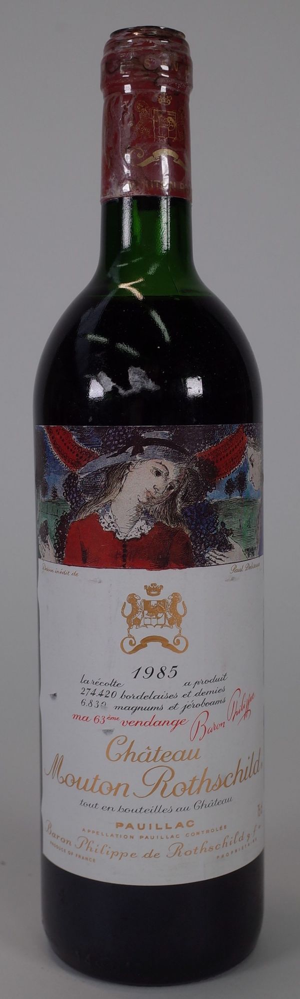 One bottle 1985 Chateau Mouton Rothschild.