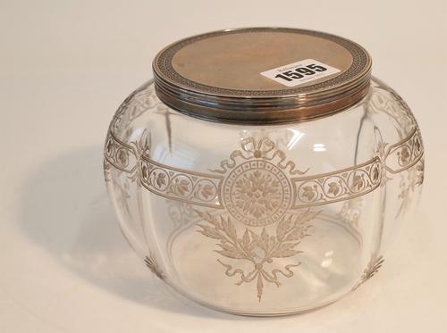 A French silver lidded glass bowl and cover
