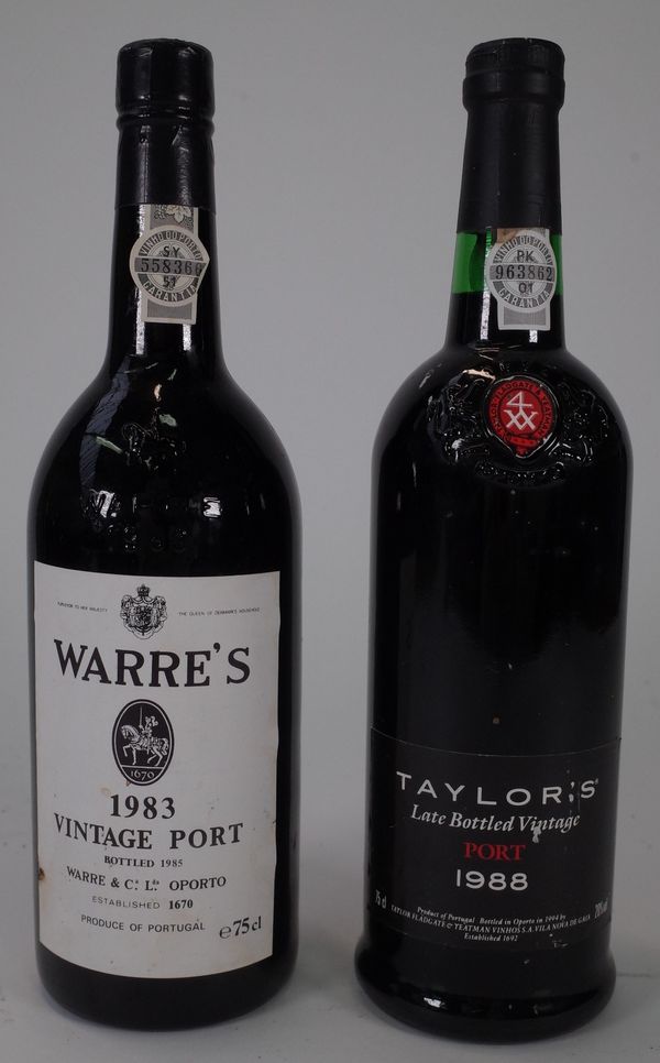 One bottle of 1983 Warre's vintage port and a botlle of 1988 Taylor's late bottled vintage port. (2)