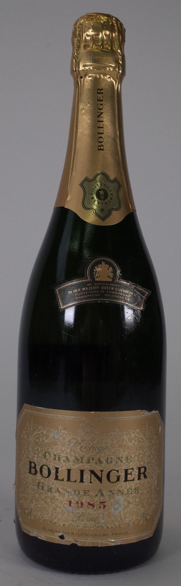 One bottle of 1985 Bollinger Grande Annee Champagne.