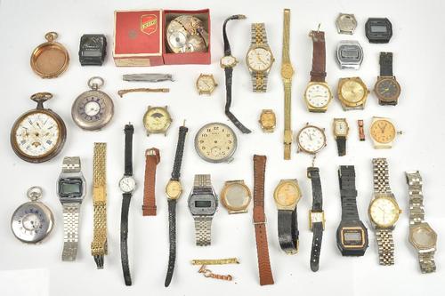 A silver cased, keyless wind half hunting cased gentleman's pocket watch, import mark London 1919, an Omega silver cased, keyless wind, half hunting...