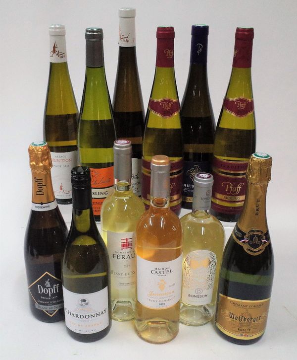 White Wines from Alsace and southern France: Dopff Crémant d'Alsace Brut; Wolfberger Crémant d'Alsace Brut; Alsace Pinot Gris 2018; Anne de Laweiss...